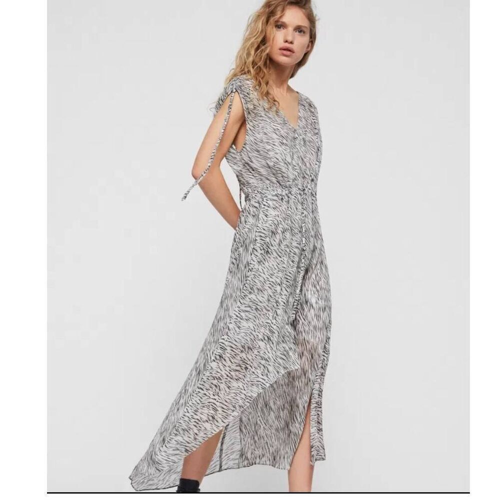 Allsaints Kamila Zed Zebra Print Dress Size Small